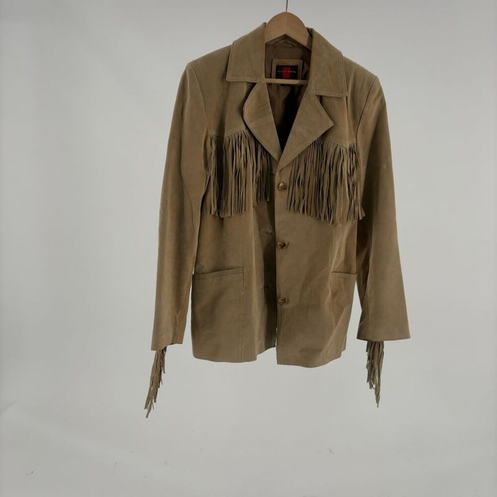 Gallery leather Fringe Button-Front Jacket